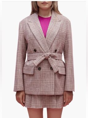 MAJE Vinone Blazer & Jinone Miniskirt in Prince of Whales Check sizes 34 and 36